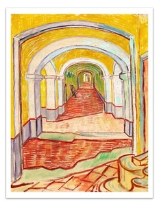 "Vincent Van Gogh CORREDOR EN EL ASILO (1889) Pintura Arte Impresión/Póster 22x17" - Imagen 1 de 3