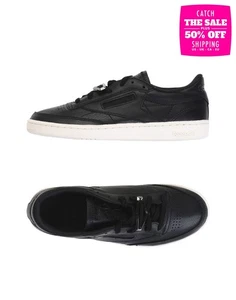 RRP€100 REEBOK Leather Sneakers US6.5 UK4 EU37 Black Logo Flat - Imagen 1 de 5