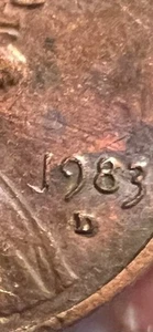 1983 Lincoln Cent Error, Rep Punched Mint Mark - Picture 1 of 4