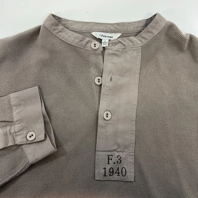 New J. Peterman Men's Miltary Long Sleeve Henley Shirt Band Collar XL - Image 1 of 4