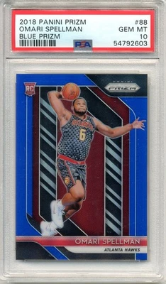 2018 Panini Prizm Omari Spellman RC Rookie Blue Prizm /199 Gem Mint PSA 10 - Image 1 of 2