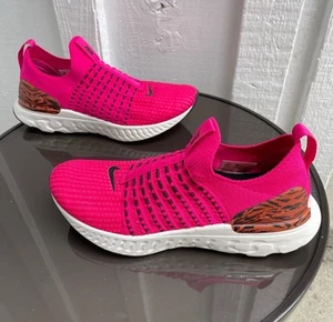 Pre- Owned Women Nike React Phantom Flyknit 2 Running Shoes DQ7649-600 Size 8.5 - Picture 1 of 12