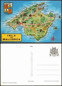 Postale Mallorca Isla de Mallorca (Landkarte, Map, Umgebungskarte) 1975 - Picture 1 of 3