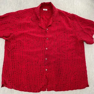 Brioni Shirt Adult 2XL Red Geometric Rayon Button Up Short Sleeve Mens XXL - Picture 1 of 15