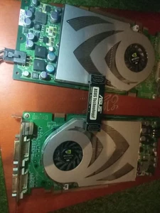 2 X ASUS NVIDIA GeForce 7800 GT GDDR3 256 MB Mit Asus SLI Brücke nVidia cable - Bild 1 von 13
