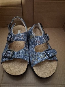 SAS Relaxed Heel Strap Sandal Women's Sz 7.5 Blue Leather Tripad Comfort Summer  - Picture 1 of 4