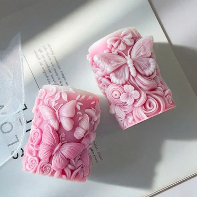 Moldes de velas de mariposa molde de jabón de silicona de pilar hágalo usted mismo molde de cera artesanal hecho a mano Foto 1 de 4