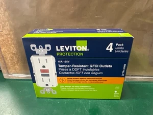 Leviton GFTR1-R4W 15A 125V Tamper-Resist GFCI Outlet - White(4 Pack) (E10044636) - Picture 1 of 3