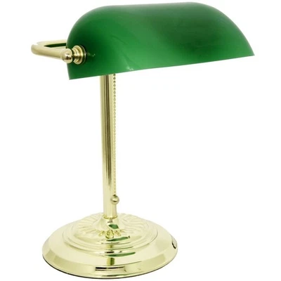 LIGHTACCENTS Traditional Bankers Desk Lamp With Green Glass Shade