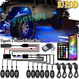10 Pods RGB LED Rock Light Kit Underbody Neon Music Lamp bluetooth APP Control - Picture 1 of 12