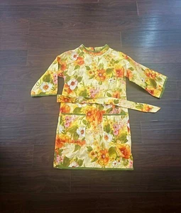 Vintage 1960's/ 70's Retro Flower Power Hippie Vibes Talon Zipper Mini Dress z7 - Picture 1 of 12