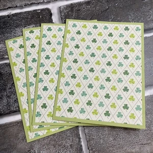 Tiny Shamrock Handcrafted Blank Note Cards, Greeting cards, lot Of 4 - Picture 1 of 2