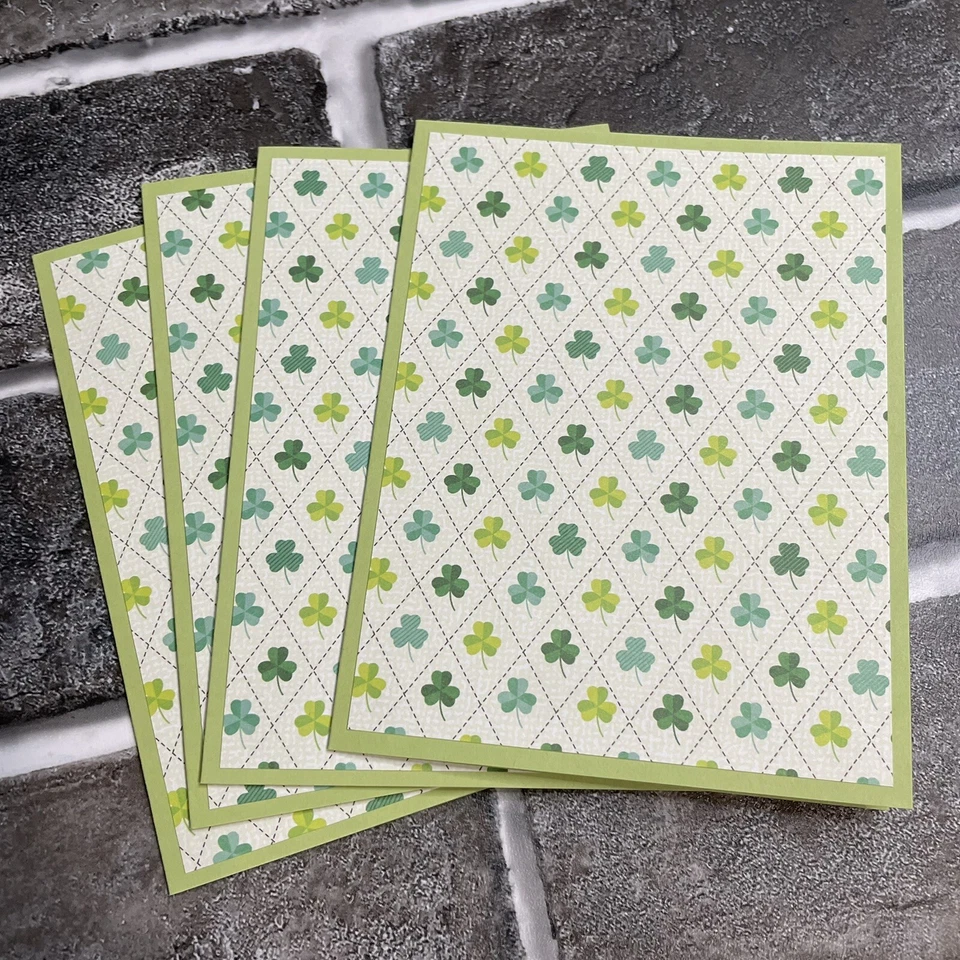 Tiny Shamrock Handcrafted Blank Note Cards, Greeting cards, lot Of 4 - Image 1 of 2