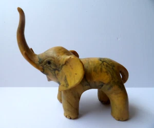 Estatuilla de elefante conchas de ostra aplastadas escultura con tronco hasta 5-1/2" - Imagen 1 de 6