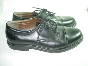 MENS BLACK LEATHER DOCKERS COMFORT CAREER CAP TOE OXFORDS DRESS SHOES SIZE 11 W - Picture 1 of 4