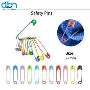 Coloured Safety Pins Size 27mm 40Pcs to 1000Pcs Per Pack in 7 Colour Options - Picture 1 of 22
