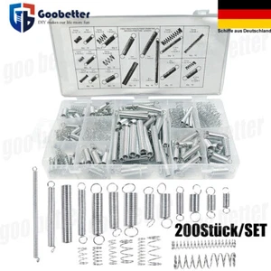 200tlg Federn Set Druckfeder Zugfedern Mit Haken Sortiment Spiralfeder 20 Größen - Bild 1 von 10