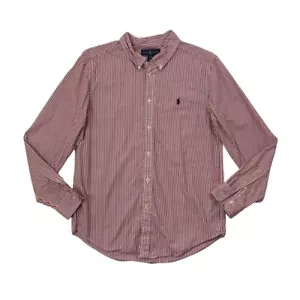 Ralph Lauren Shirt Boy Youth XL Extra Large Red White Striped Button Down Cotton - Picture 1 of 8