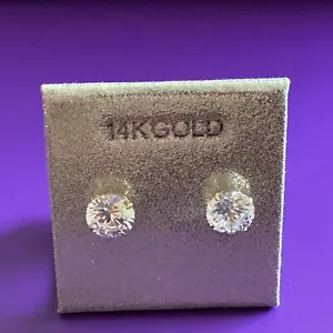 PENDIENTES DE TACHUELAS DE ORO AMARILLO DE 14 QUILATES CZ - Imagen 1 de 2