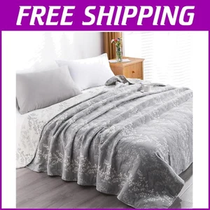 Stylish Grey Tree Cotton Muslin King Blanket - Super Soft and Breathable Comfort - Picture 1 of 7
