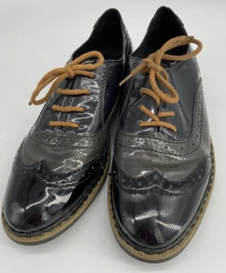 REIKER ANTISTRESS LADIES PATENT BROGUE LACE UP SHOES UK SIZE 4 -EUR 37 VGC - Picture 1 of 6