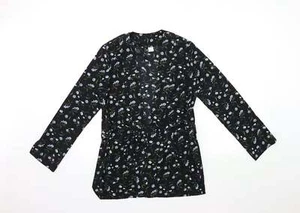 H&M Womens Black V-Neck Floral Polyester Blend Cardigan Size XS - Picture 1 of 12