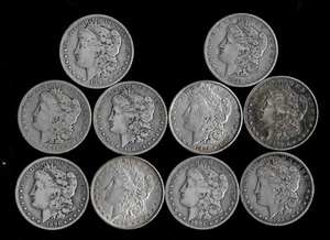TEN (10) Morgan Silver Dollars (1881-1904) 90% Silver Lot C32-1 - Picture 1 of 3