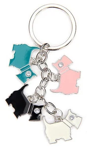 Scottish Multi Jewelled Scottie Dog Scotland Bag Purse Keyring Charm - Picture 1 of 1