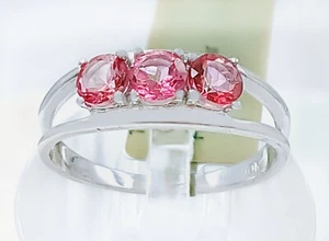 GENUINE 1.62 Cts PINK SAPPHIRE RING 10k WHITE GOLD - Free Appraisal Service - Picture 1 of 8