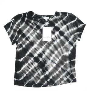Love, Fire Tie Dye Tee schwarz weiß Kurzarm Rundhals Stretch Strick Gr. M - Bild 1 von 11