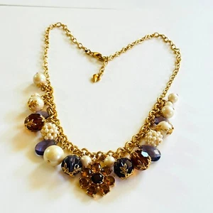 VTG Carolee Signed Necklace Pearl Crystal beaded Regal Rhinestone Luxury 18" 90s - Picture 1 of 6