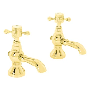 LUXURY 24K Gold Plated Modern Bathroom Twin Bath Taps - Picture 1 of 3