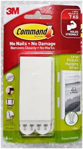 3M Command 17206 Medium Picture Hanging Strips Fasteners 4 Sets - White - Picture 1 of 4