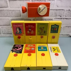 Vtg 70s Action Films Fisher-Price Hand Held Movie Player With 8 Tapes UNTESTED - Picture 1 of 20