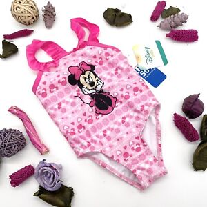 Disney Baby Minnie Mouse Pink Ruffle One Piece SwimSuit Size 24M New