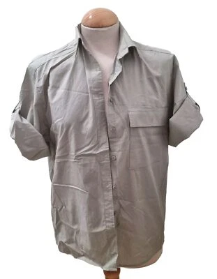 UK10 M&S Roll Up Sleeve Button Tab Cotton Shirt Blouse Casual Top SALE - Image 1 of 4