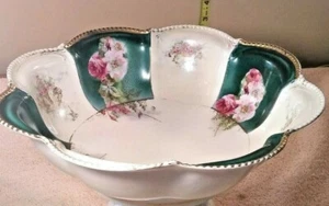 Empire China Bowl Pink & White Roses Scalloped Edge 10.5" concave #782 - Picture 1 of 11