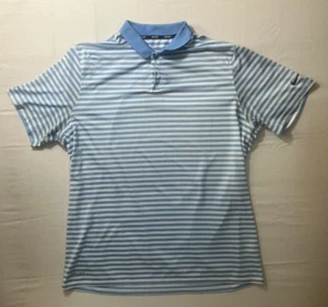 Nike Golf Polo Shirt Mens Size XXL Blue and White Striped Casual Links Wear - Picture 1 of 8
