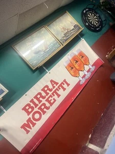 Large Heavy Duty Outdoor Pub Banner Sign Birra Moretti 8 Ft Long Beer New - Picture 1 of 10