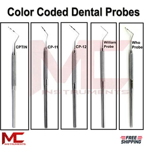 Periodontal Probes Pocket Depth Measuring Dental Screening Color Coded Markings - Picture 1 of 6