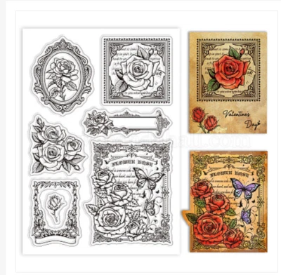 Sellos Rosa Transparente Retro Flor Tarjeta Arcilla NUEVO Envío Gratis Foto 1 de 2