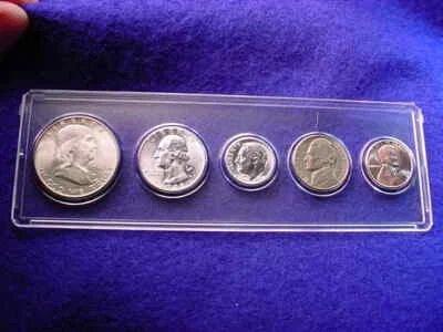 1948 PHILADELPHIA 5 COIN MINT SET GREAT 90% SILVER coins--ALL 5 BU COINS!  #81 - Image 1 of 4