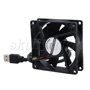 8CM 8025 USB Power Ball Bearing Computer Cooling Case Fan 5V 1300RPM Black - Photo 1/8