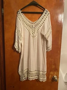 Women’s Boho cream crochet tunic size large - Picture 1 of 1