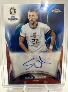 2024 Topps UEFA Euro Tomas Soucek Blue Refractor Auto 44/75 - Picture 1 of 14