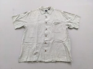 Arrow Size MEDIUM Men's 100% Silk Short Sleeve Floral Hawaiian Shirt Wood Button - Picture 1 of 7