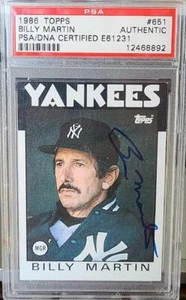 BILLY MARTIN SIGNED 1986 TOPPS #651 YANKEES MANAGER DEC BEAUTY PSADNA - Picture 1 of 2