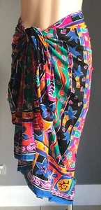 SARONG TIE RACK Cotton Wrap Skirt Rolled Hem Bright Colourful Sea Animal Print - Picture 1 of 10