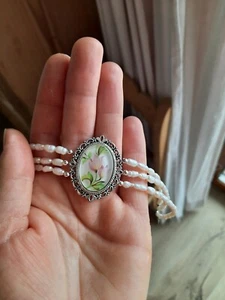 Kropfkette 3-reihig Süßwasserperlen Trachtenhalskettte Dirndl - Bild 1 von 4