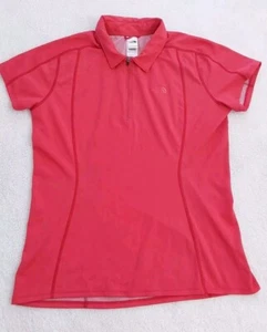 The North Face Polo Shirt Women's Size XL Red Orange Short Sleeve 1/4 Zip Logo - Picture 1 of 11